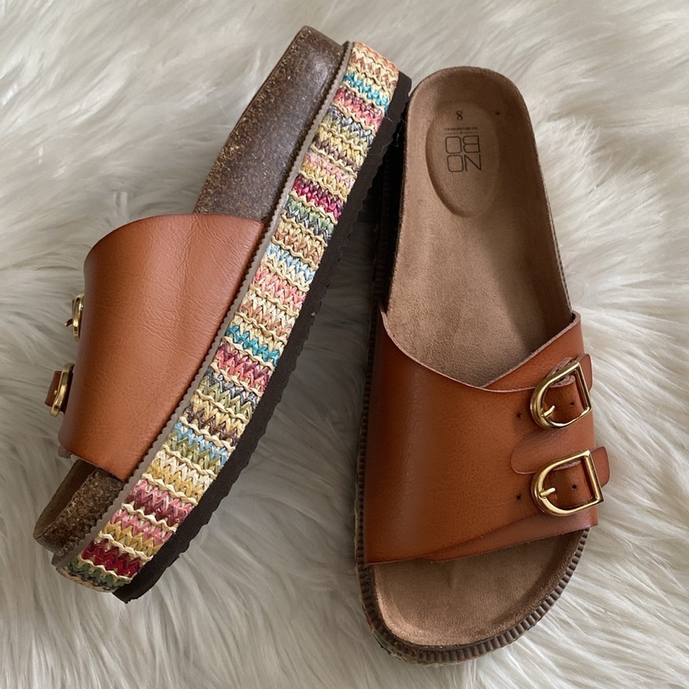 NWOT Nobo Women's Tan Sandals with Buckle Detail - Picture 4 of 8